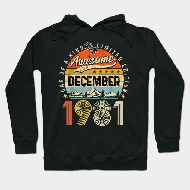 Awesome Since December 1981 Vintage 42nd Birthday Hoodie by Mhoon 